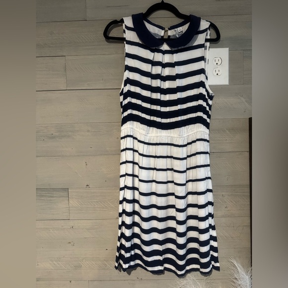 Elle Striped Sleeveless Dress in Navy and White - Picture 1 of 6
